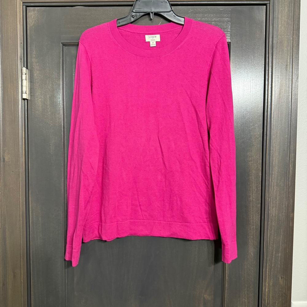 J.Crew Teddie Sweater Womens Medium Pink 100% Cotton Crew Neck Long Sleeve Knit